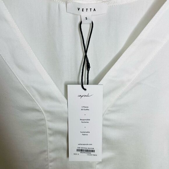 Vetta Women's White Sheer The Reversible Minimal Blouse Size Small S NWT Capsule - Picture 6 of 10
